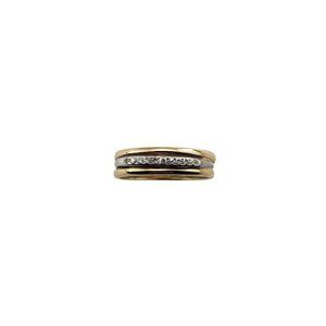 Vintage Platinum and 14 Karat Yellow Gold and Diamond Band Ring Size 7.5 #12184